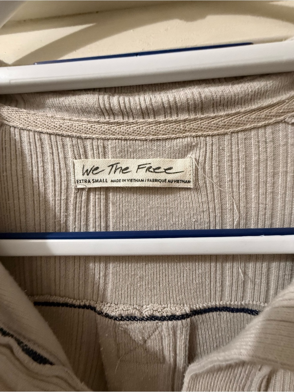 Free People We The Free Ribbed Long Sleeve Henley Top Neutral Boho XS